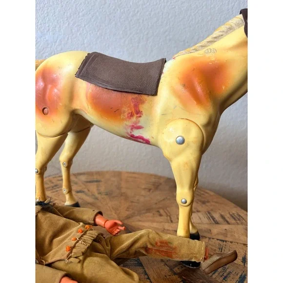 Vintage Marx Toys Johnny West Tonto Action Figure with Articulated Horse Toy - Picture 9 of 13